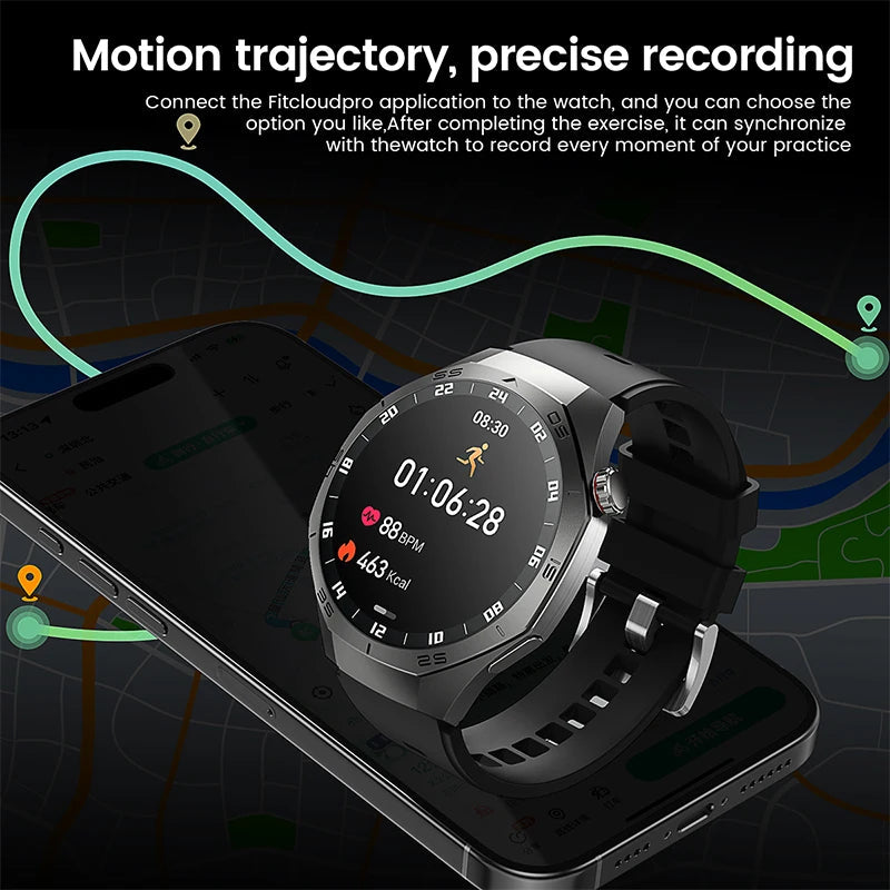 2025New For Android and ios Smart Watch Men AMOLED Screen GPS Motion trajectory Heart Rate Bluetooth Calls SmartWatch Waterproof Ai-TechWorld 