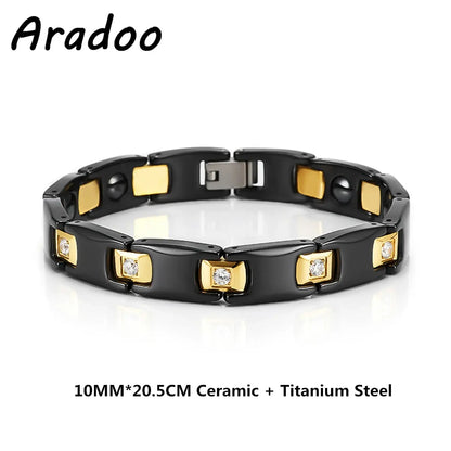Titanium Steel Ceramic Energy Bracelet Stainless Steel Zirconia Couple Ceramic Bracelet Ai-TechWorld 