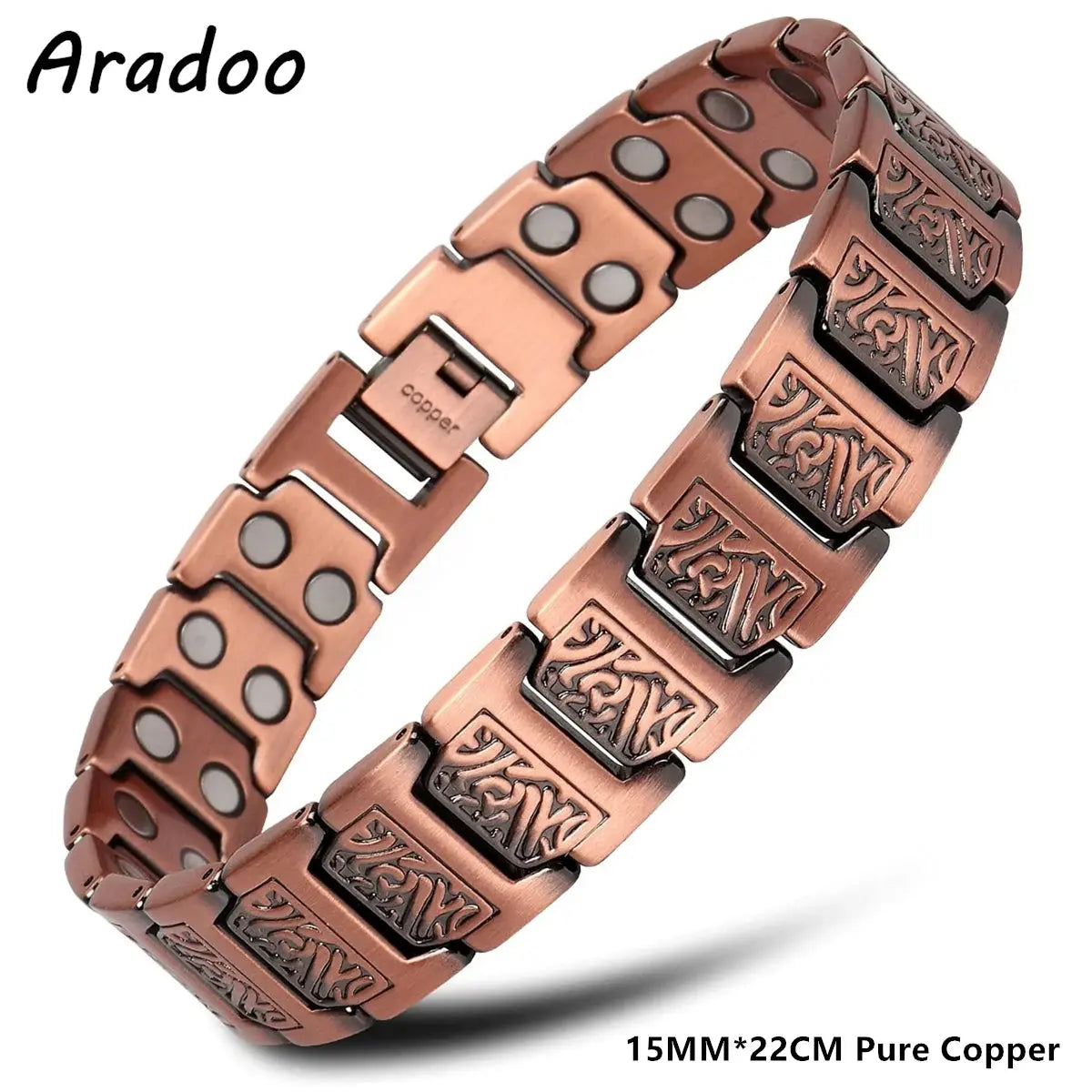 ARADOO Copper Bracelet for Men 100% Pure Copper Magnetic Link Bracelets Jewelry Gift with Adjustable Sizing Tool Ai-TechWorld 