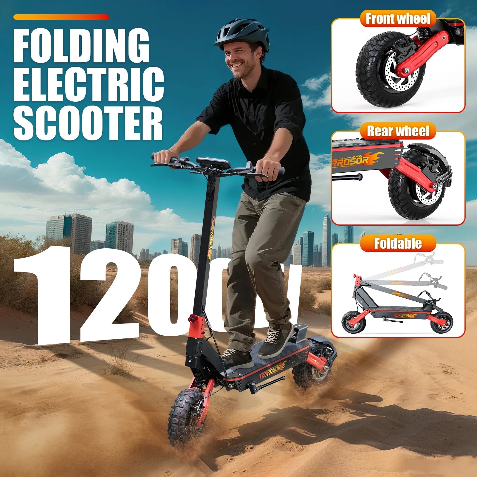 Electric Scooter for Adults, 1200WMotor Fast E Scooter, 11" Off-Road Tires, Up to 28 MPH Top Speed & 20 Miles Long Range, Dual B Ai-TechWorld 