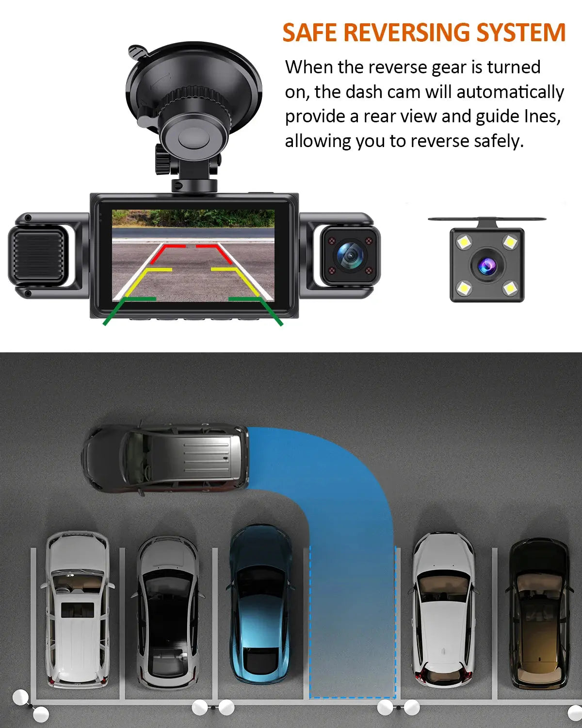 Car Dash Cam 4 Channel Black Box WiFi Driving Camera FHD 1080P Front Left Right Rear Night Vision Loop Recording add Hardwirekit Ai-TechWorld 