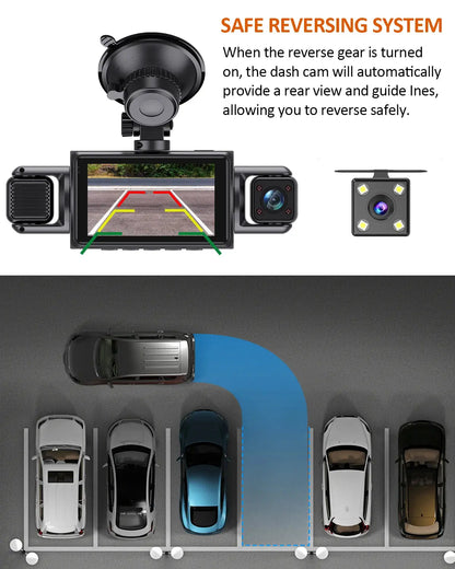 Car Dash Cam 4 Channel Black Box WiFi Driving Camera FHD 1080P Front Left Right Rear Night Vision Loop Recording add Hardwirekit Ai-TechWorld 