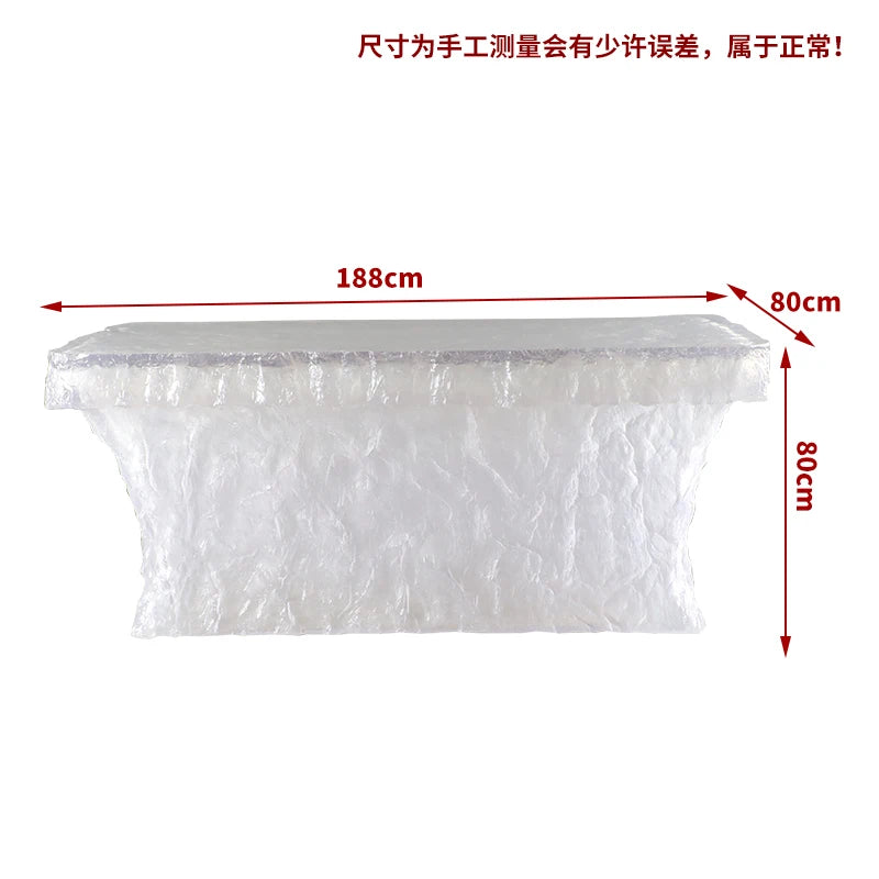 Premium Light Luxury Transparent Resin Hotel Front Desk Restaurant Villa Kitchen Partition Luminous Crystal Glacier Island Table Ai-TechWorld 