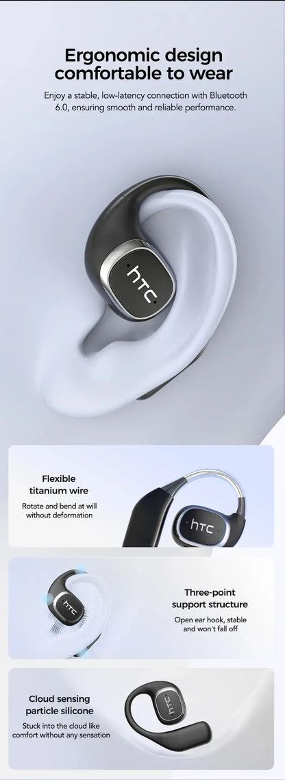 Translator HTC NE11 Bluetooth 6.0 OWS Wireless Headphones Translation Earphones Full-Color Touch Screen Ultra Long Battery Life Ai-TechWorld 