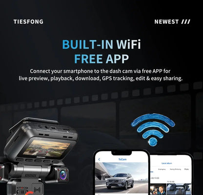 4CH GPS Dash Cam Front 4K/2K+3*1080P 360 24H Parking Mode WiFi Ai-TechWorld 