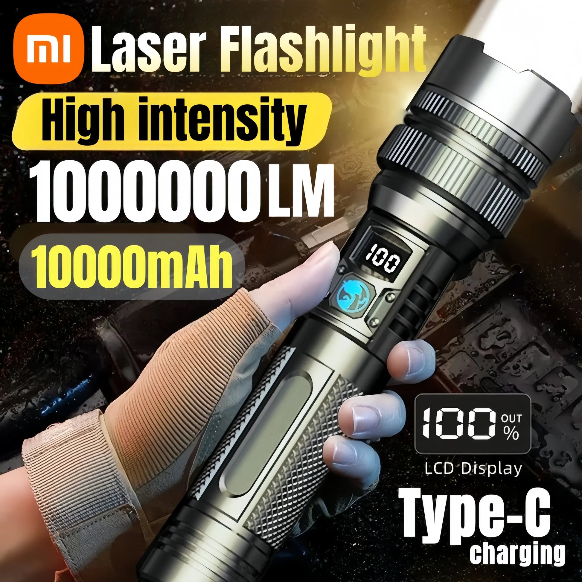 Xiaomi 1000000LM Super Bright LED Flashlight Rechargeable USB-C Digital Display IPX8 Waterproof Long Lasting Camping Emergency Ai-TechWorld 