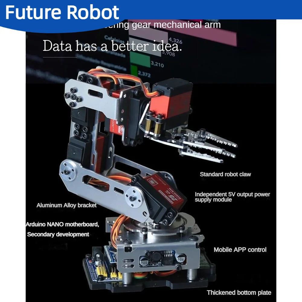 6 Dof Robot Arm Clamp Claw APP RC Control Metal Mechanical Robotics with Digital Servos for Arduino DIY Kit Programmable Robot Ai-TechWorld 