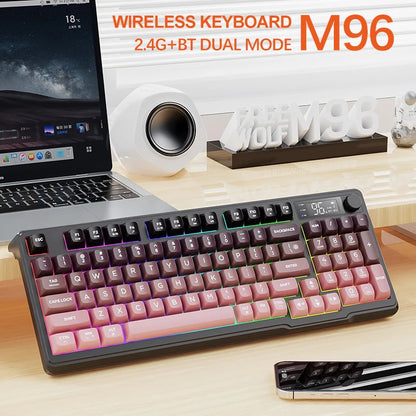 M96 Bluetooth Keyboard Wireless FREEWOLF Screen Gaming Keyboard,Electronic Screen, Multi-Device Connection,Ergonomics Gaming Ai-TechWorld   ai-techworld