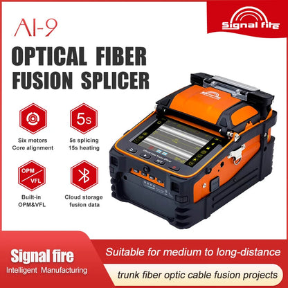 Signalfire AI-9 AI-6Ap Fusion splicer Machine 6 motor 5S splicing machine with VFL Optic power meter tool kits CE free shipping Ai-TechWorld   ai-techworld