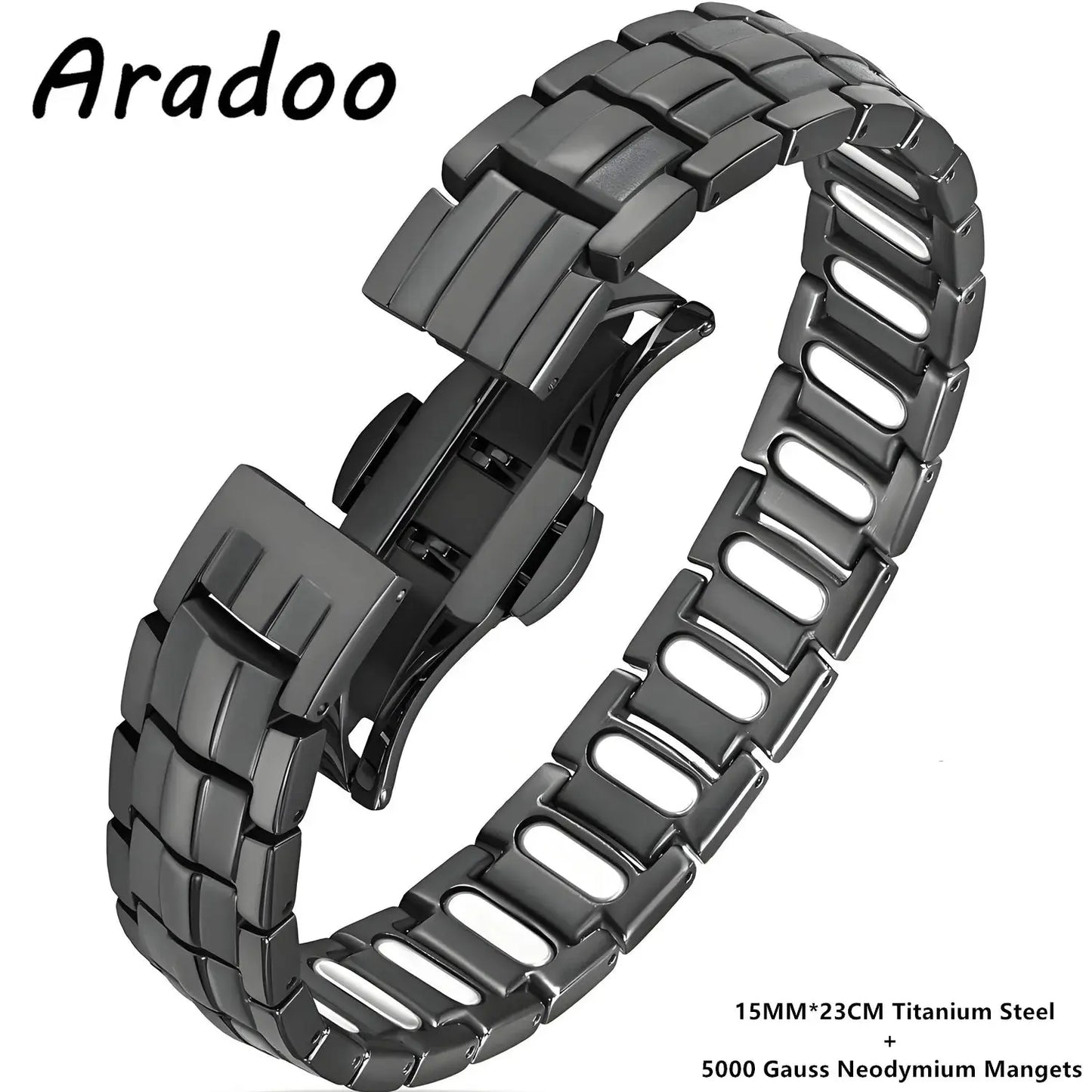 ARADOO Premium Copper Bracelet for Men with Strength 5000 Gauss Magnets Titanium Steel Wristband Jewelry Gifts Ai-TechWorld 