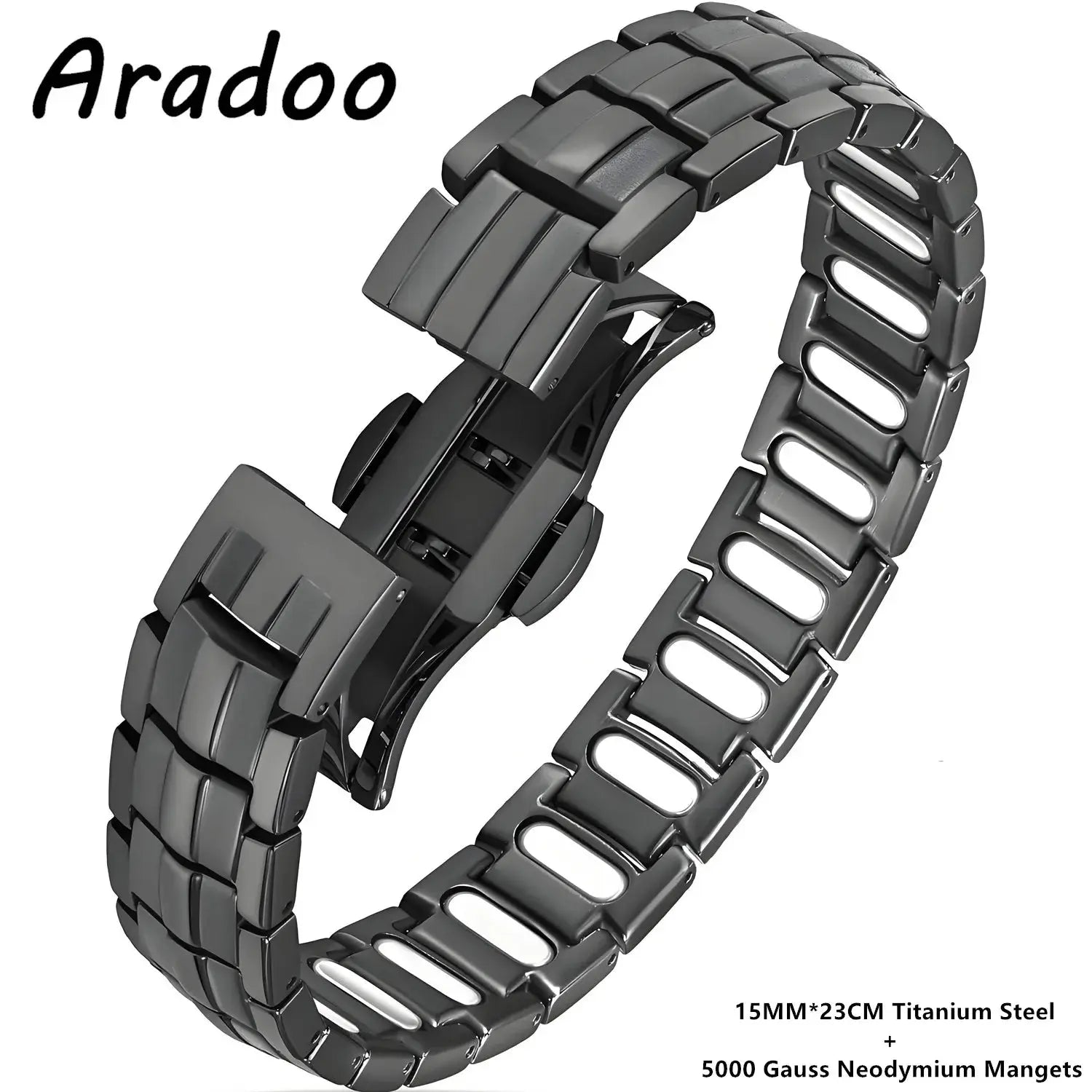 ARADOO Premium Copper Bracelet for Men with Strength 5000 Gauss Magnets Titanium Steel Wristband Jewelry Gifts Ai-TechWorld 