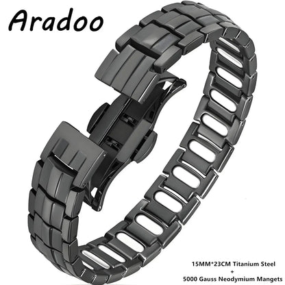 ARADOO Premium Copper Bracelet for Men with Strength 5000 Gauss Magnets Titanium Steel Wristband Jewelry Gifts Ai-TechWorld 