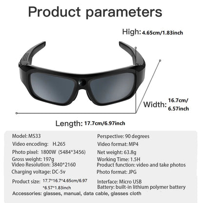 4K HD Glasses Camera Video Driving Record Cycling Video Smart Glasses With Eyewear Camcorder For Outdoor Mini Camera Ai-TechWorld 