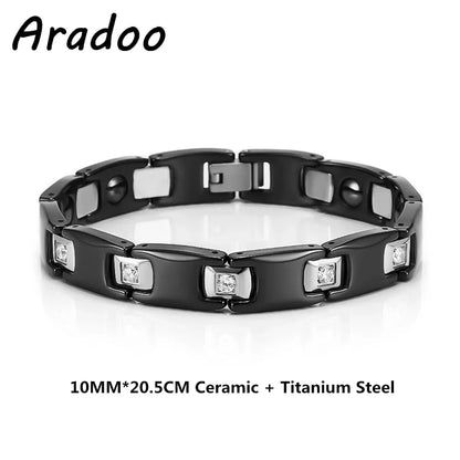 Titanium Steel Ceramic Energy Bracelet Stainless Steel Zirconia Couple Ceramic Bracelet Ai-TechWorld 