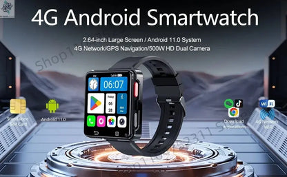 S998 4G Smart Watch Android 11.0 OS Smartwatch 2.64 inch Large Screen 480*480 MTK6739 500W Dual Camera 1200mAH Battery Wifi GPS Ai-TechWorld 