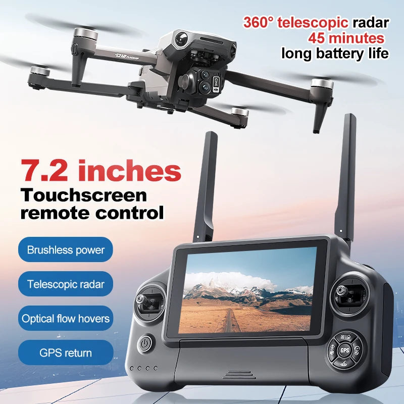 New D12 GPS Drone 3-Axis Gimbal With Touch Screen Profesional 8K HD Camera FPV Obstacle Avoidance Brushless Dron Toy for adult ﻿ Ai-TechWorld 
