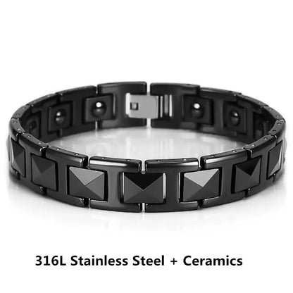 Titanium Steel Ceramic Energy Bracelet Stainless Steel Zirconia Couple Ceramic Bracelet Ai-TechWorld 