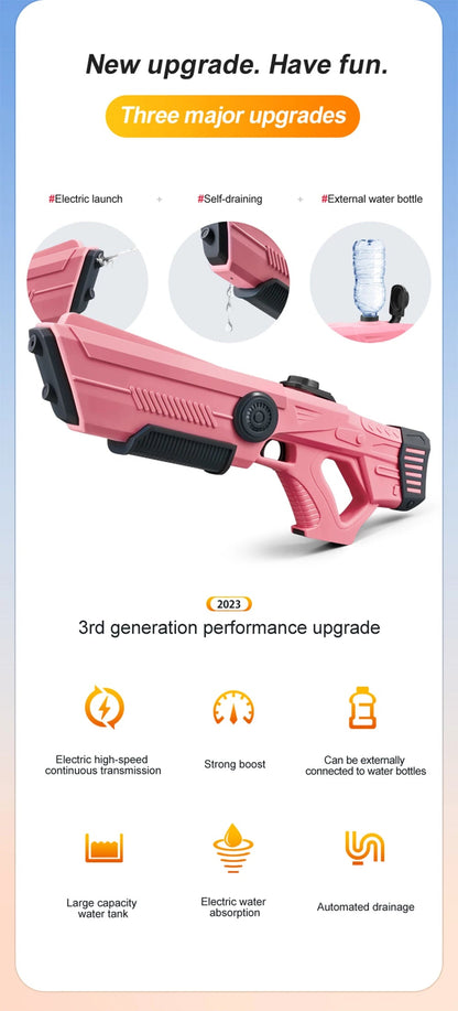 Electric Automatic Water Storage Gun Toys Portable Children Summer Beach Outdoor Fight Fantasy Spray Gun Toys Boy Kid Adult Game Ai-TechWorld 