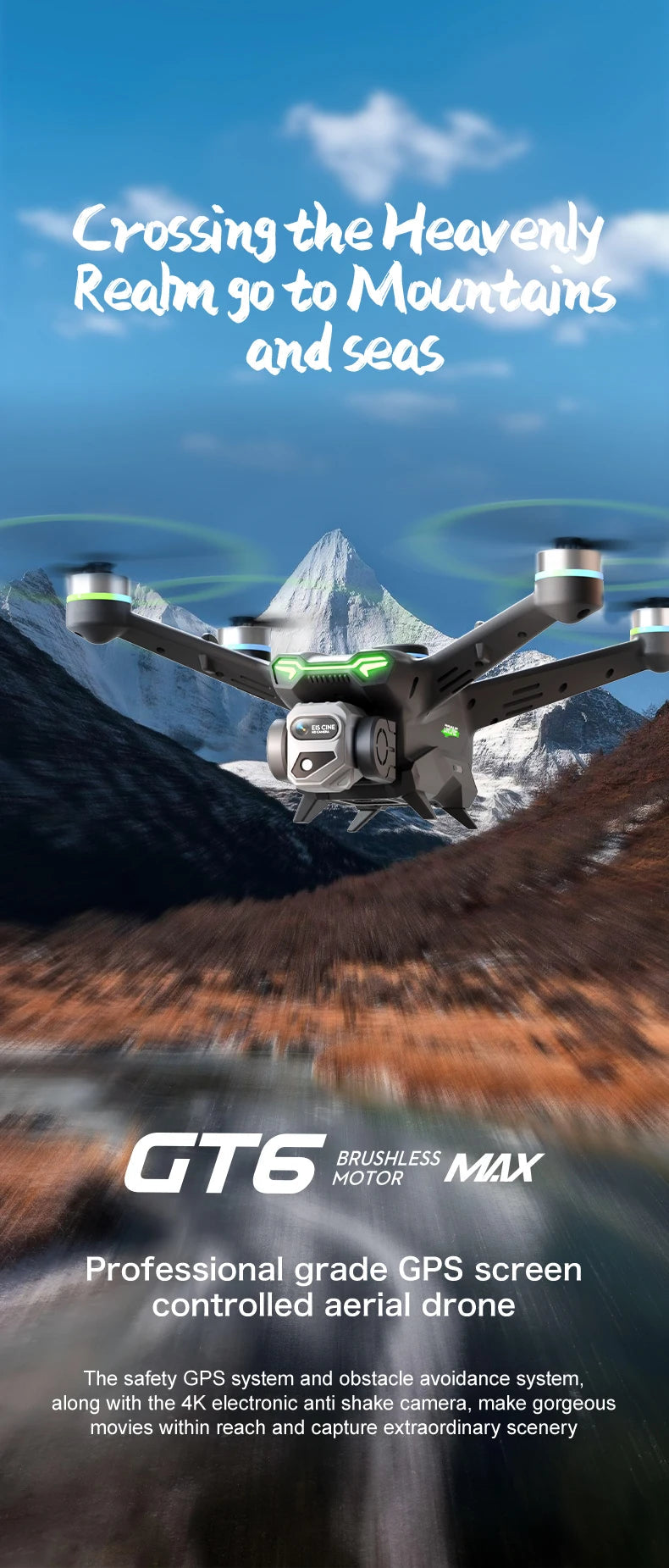 GT6 Professional Drone Long Range Flight Battery Quadcopter 4K HD Wifi Dron Aerial Photography Obstacle Avoidance Aircraft Ai-TechWorld 