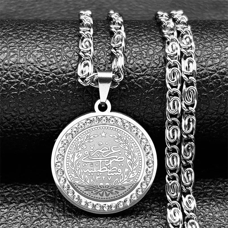 Colorful Crystal Saint Benedict Medal Necklace Women Men Stainless Steel Gold Color Chain Necklaces Jewelry San Benito N8391S05 Ai-TechWorld 