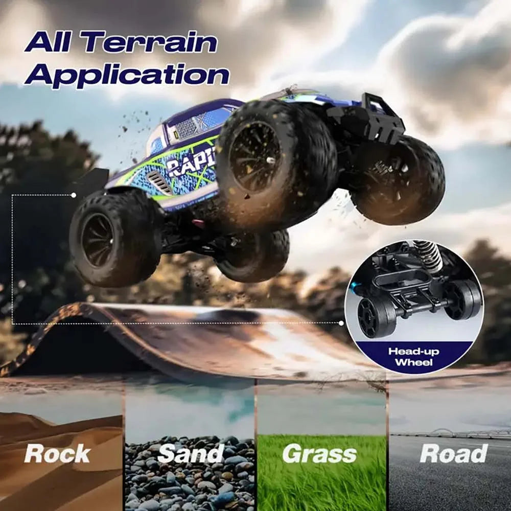 1:16 4WD 70+KM/H High Speed RC Car with Box All Terrain Application 2.4G Remote Control Car with LED Dirt Bike Toys for Children Ai-TechWorld 