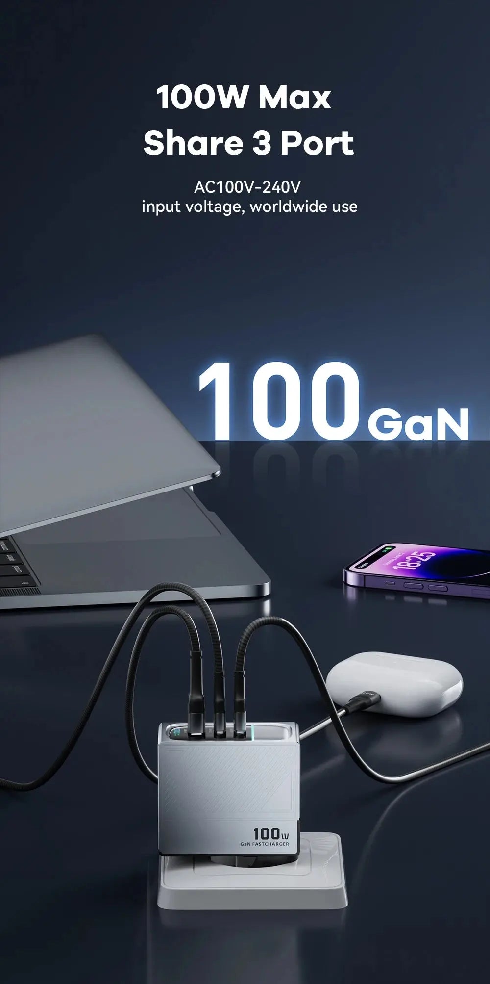 ASOMETECH 100W GaN Charger QC4.0 PD 67W 65W PPS Display Ai-TechWorld 