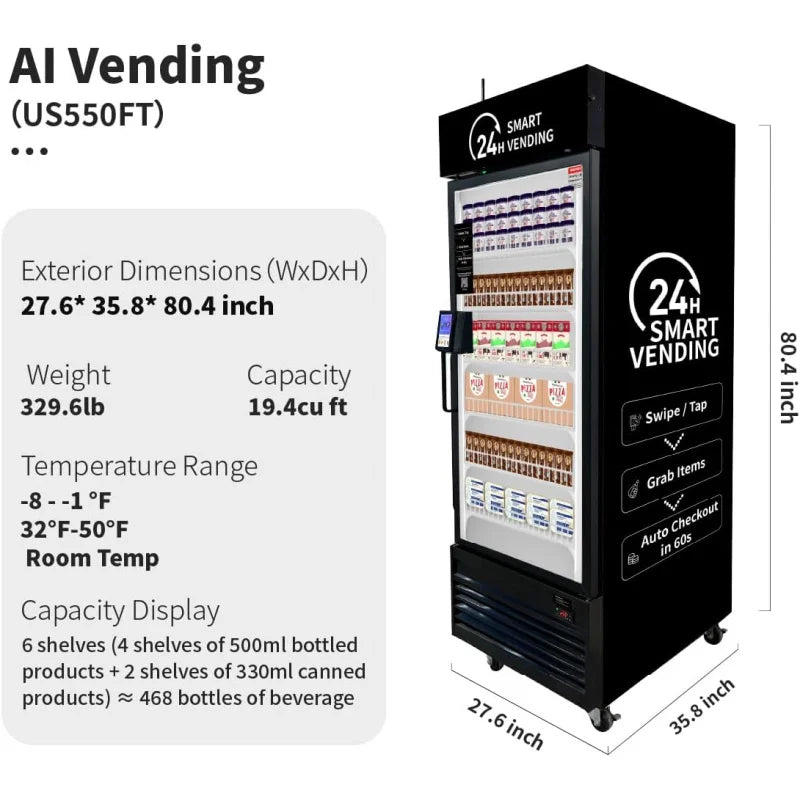 HAHA Smart Vending Freezer POS NFC Temperature Range -8F to 50F for Ice Cream And Drinks(550) Ai-TechWorld 