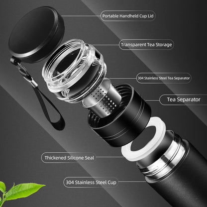 500ml Tea Infuser Vacuum Flask Stainless Steel Insulated Cup with Independent Tea Storage Handle Travel Mug Business Cup Gifts Ai-TechWorld 