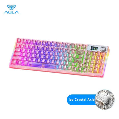 AULA F98PRO Wireless Mechanical Keyboard Transparent Keycaps RGB Backlit Custom 2.4G Hot Swappable Gaming Keyboard With Screem Ai-TechWorld   ai-techworld