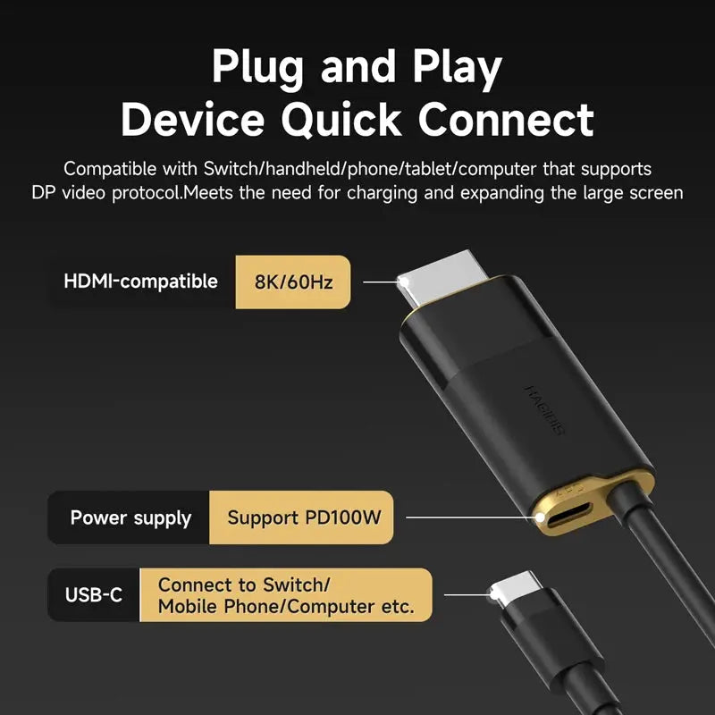Hagibis Switch Dock for Nintendo Switch/OLED/Switch2 USB C to HDMI Cable Adapter 8K@60Hz HDR 100W PD for Laptop SteamDeck ROG Ai-TechWorld 