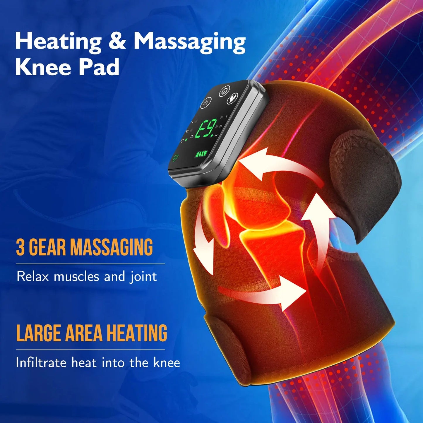 Thermal Knee Massager 3 in 1 Shoulder Knee Elbow Heating Massage Support Brace Rechargeable Vibration Pad Machine Muscle Relax Ai-TechWorld 