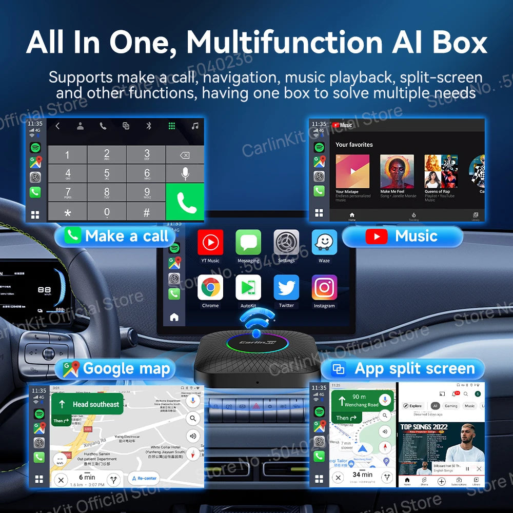 CarlinKit CarPlay Ai Box Android 13 SM6225 8 Cores 64GB 128GB Car Smart Streaming Box Wireless CarPlay Android Auto For Netflix Ai-TechWorld 