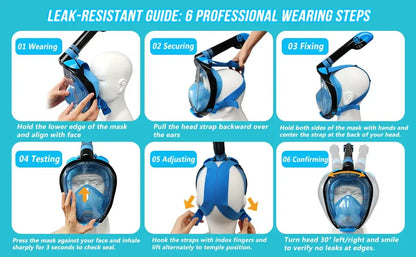 Underwater Scuba Anti Fog Full Face Diving Mask Snorkeling Respiratory Masks Safe Waterproof Swimming Equipment for Adult Kids Ai-TechWorld 