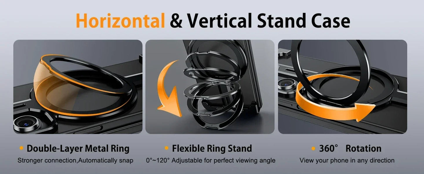 Eary for Samsung Galaxy Z Fold 6 5 Case with Magnetic Stand Magsafe Protective Cover Metals Frameless Bumper Wireless Charging Ai-TechWorld 