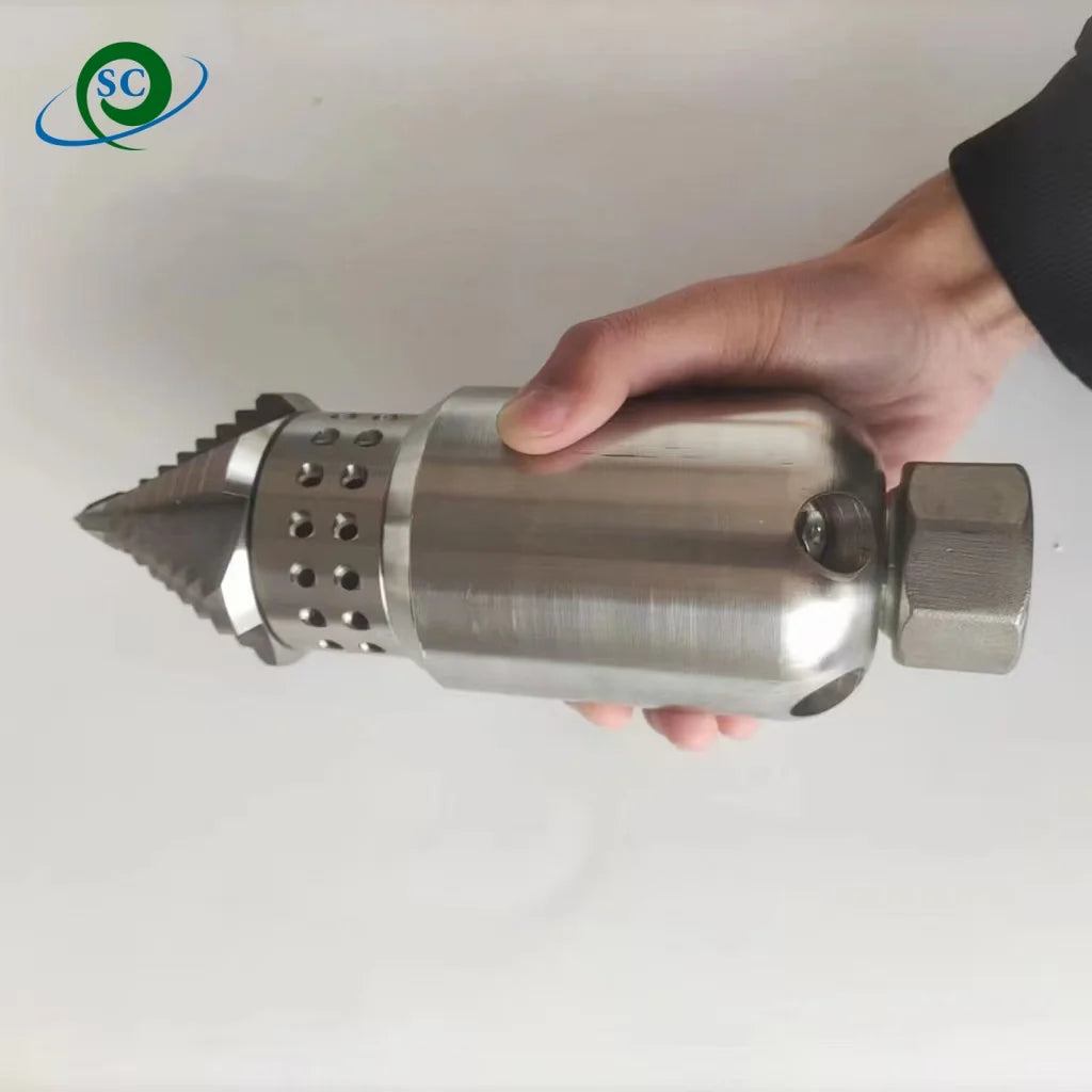 5 kg SS High Pressure Factory Direct Sale Rotary Sewer Pipe Cleaner Blocked Drain Wash Jetting Spray Nozzle 1inch female 215L Ai-TechWorld 