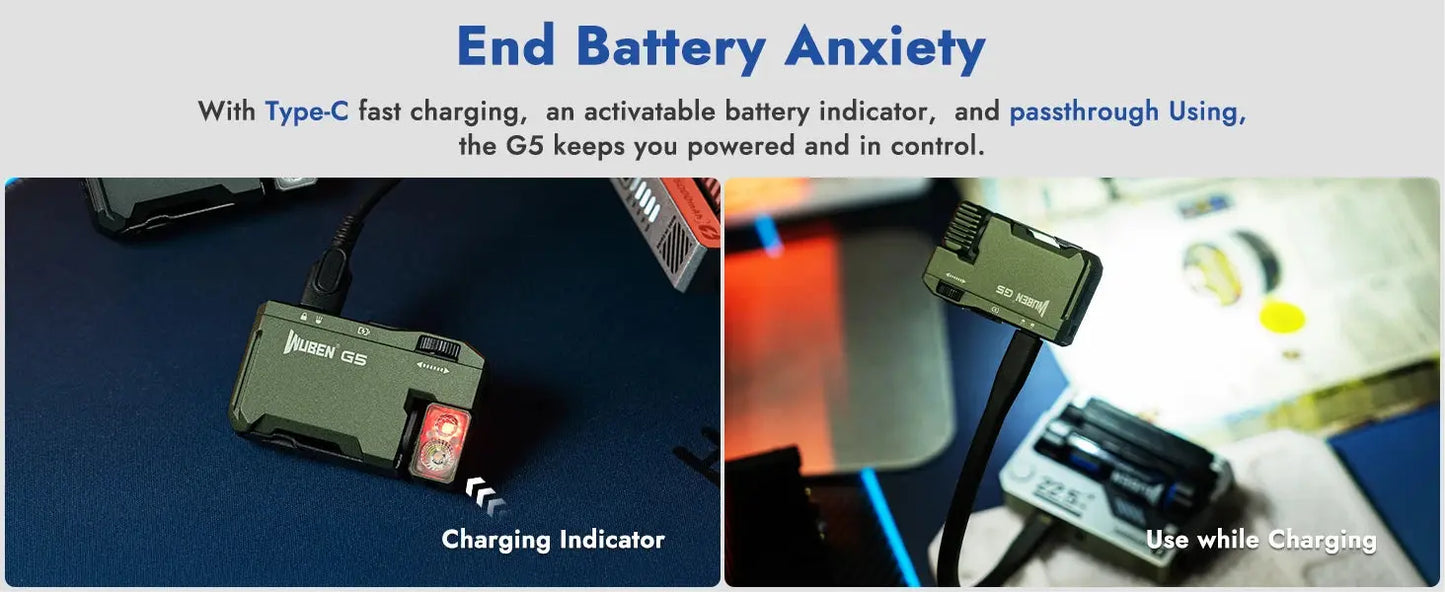 WUBEN G5 Rechargeable EDC Flashlight, 400 Lumens Dual Light Sources Mini Flashlight with RGB Light, Portable Pocket Flashlights Ai-TechWorld 