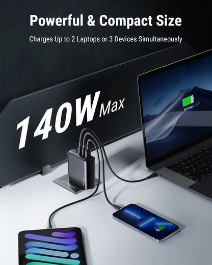 VOLTME GaN Charger 140W USB Type C PD3.1 Fast Charge For Macbook pro 16″ Quick Charge 5.0 Phone Charger For iPhone 15 Pro Max Ai-TechWorld 