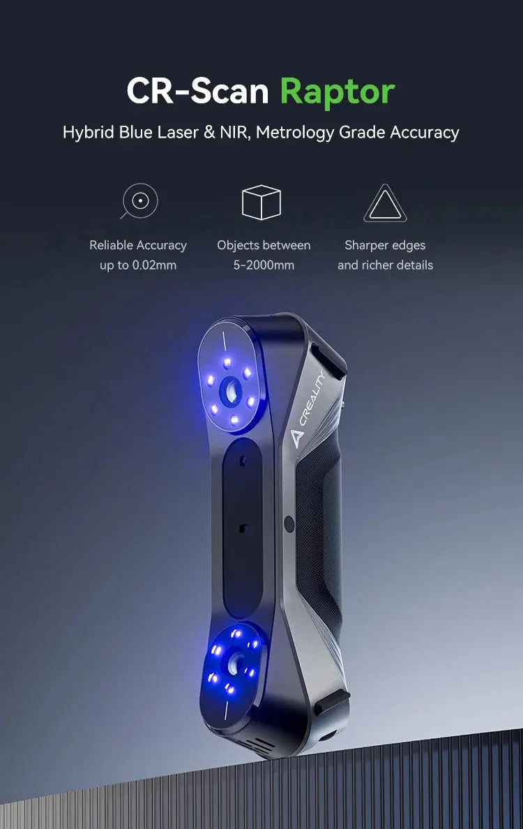 Creality 3D Scanner CR-Scan Raptor Blue NIR Light 0.02mm Accuracy 60FPS Anti-Shake Tracking Scanning Color Scanner for 3D Printe Ai-TechWorld 