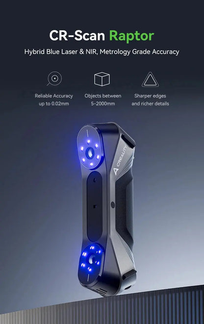 Creality 3D Scanner CR-Scan Raptor Blue NIR Light 0.02mm Accuracy 60FPS Anti-Shake Tracking Scanning Color Scanner for 3D Printe Ai-TechWorld 