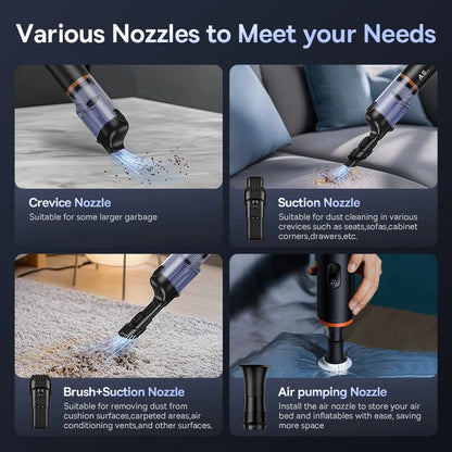 Baseus A5 Air Car Vacuum Cleaner 2-in-1 Powerful Wireless Cleaner Strong Suction Handheld Car Cleaning Portable Home Appliance Ai-TechWorld 