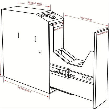 Biometric Slider Handgun Gun Safe for Nightstand, Desk, Bed Side,Truck - Auto Sliding Door Fingerprint Hand Gun Safe for Pistol Ai-TechWorld 