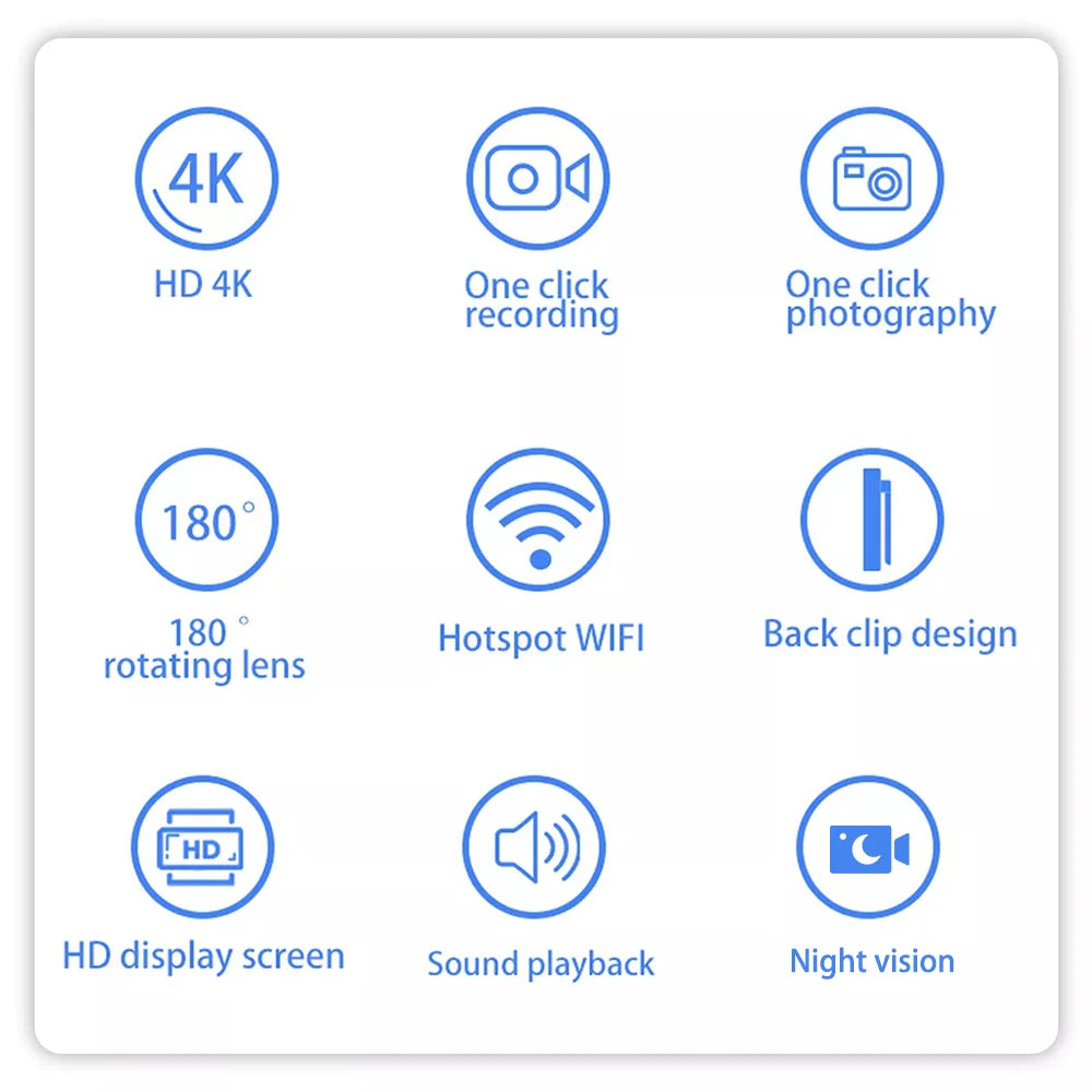 Mini Cam 4K 1080P Pocket Camcorder HD Cam 1.3" LCD Screen 270° Rotatable Wifi Mini Camera with Waterproof Case Motion Cameras Ai-TechWorld 