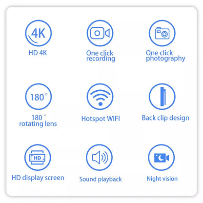 Mini Cam 4K 1080P Pocket Camcorder HD Cam 1.3" LCD Screen 270° Rotatable Wifi Mini Camera with Waterproof Case Motion Cameras Ai-TechWorld 