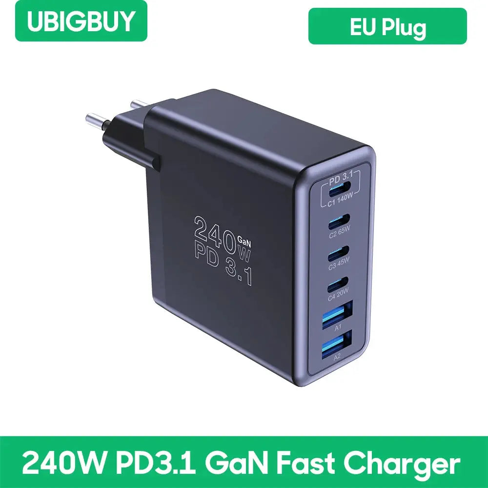 Ubigbuy 240W GaN Charger Fast Charging 140W PD3.1 PPS Ai-TechWorld 