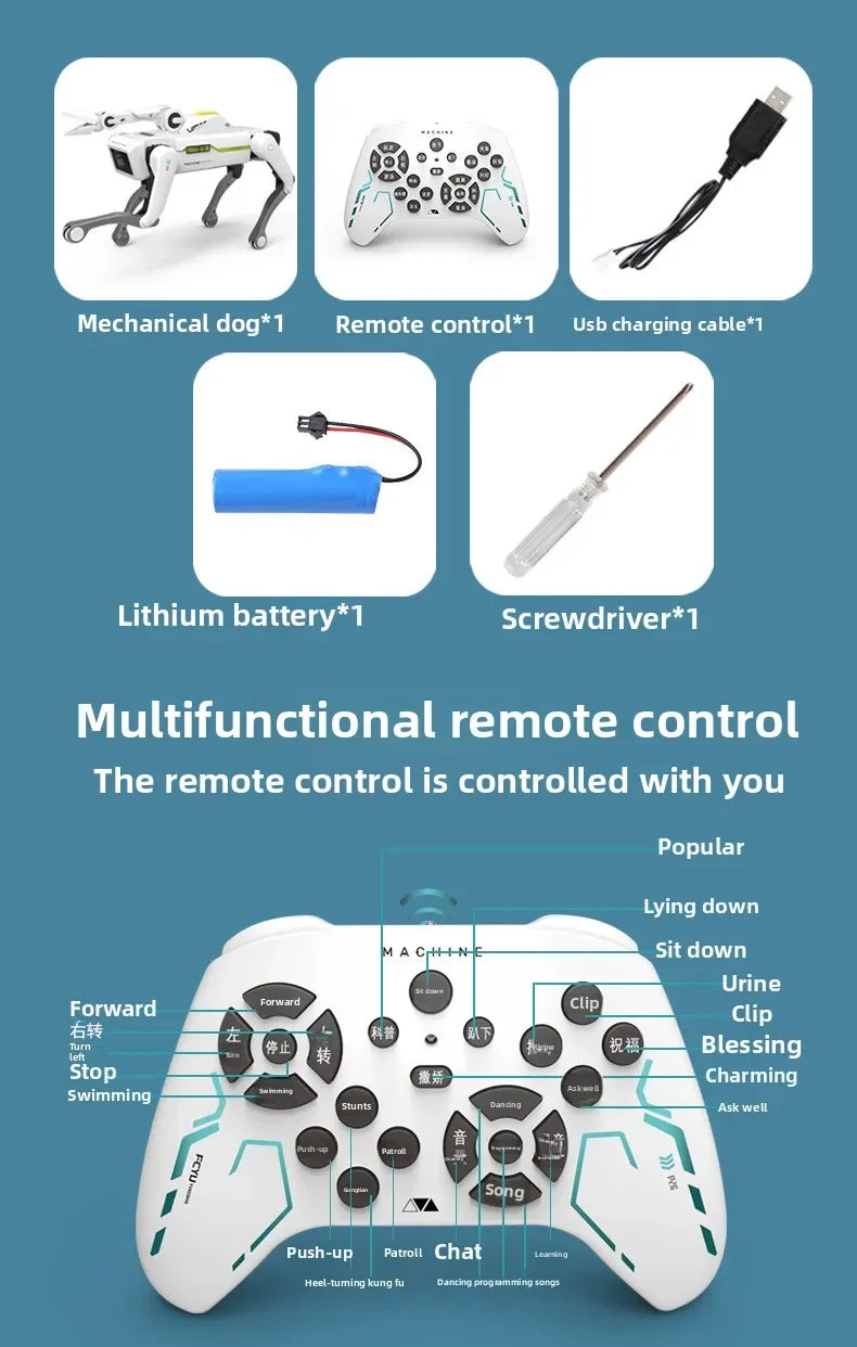 Teeggi Electric RC Intelligent Robot Dog with Clip Multifunction RC Mechanical Dog Educational Toy Bionic Smart Robot Toy Gift Ai-TechWorld 