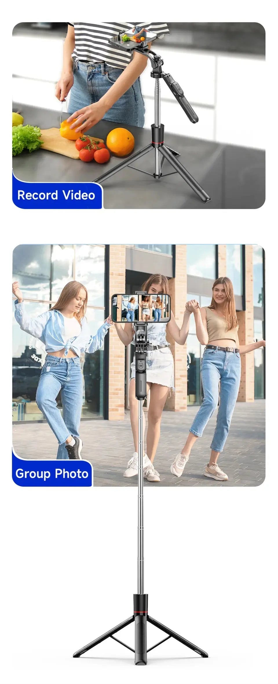 MEUYAG Selfie Stick Tripod with 1708mm Long Monopod Fill Light, Bluetooth Remote, 360° Rotation, 1/4 Interface, for mobile phone Ai-TechWorld 