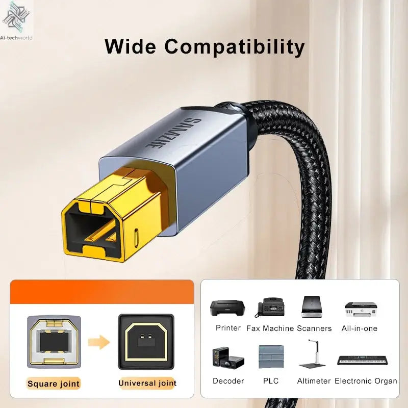 SAMZHE USB Printer Cable USB Type B Male to A Male USB 3.0 2.0 Cable for Canon Epson HP Printer DAC USB Printer Ai-TechWorld 
