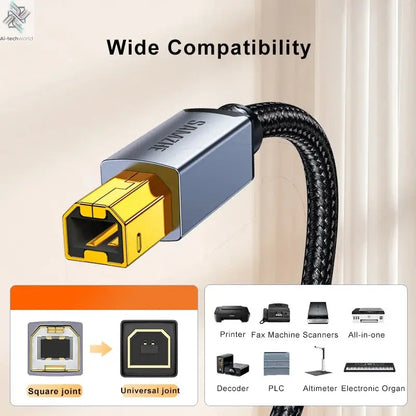 SAMZHE USB Printer Cable USB Type B Male to A Male USB 3.0 2.0 Cable for Canon Epson HP Printer DAC USB Printer Ai-TechWorld 