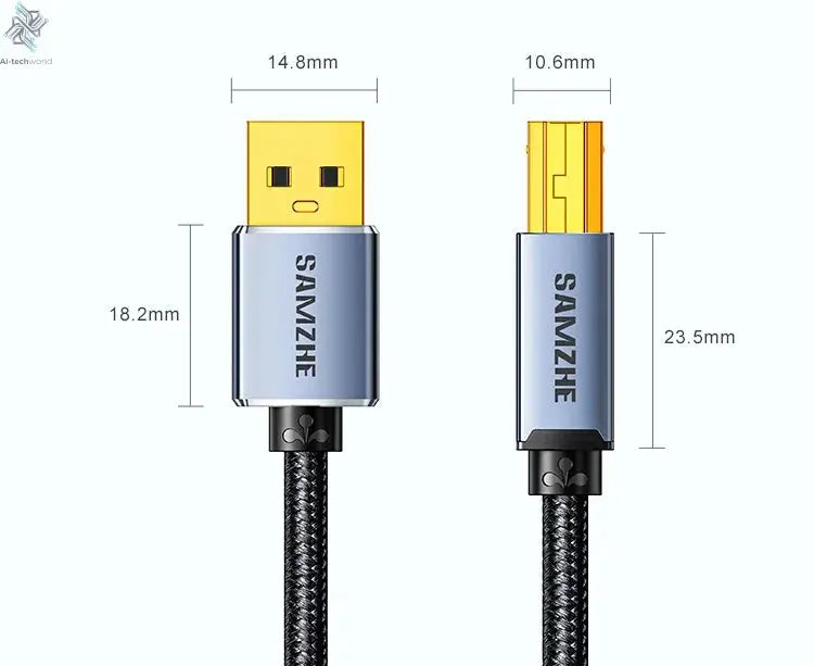 SAMZHE USB Printer Cable USB Type B Male to A Male USB 3.0 2.0 Cable for Canon Epson HP Printer DAC USB Printer Ai-TechWorld 