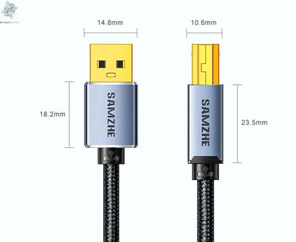 SAMZHE USB Printer Cable USB Type B Male to A Male USB 3.0 2.0 Cable for Canon Epson HP Printer DAC USB Printer Ai-TechWorld 